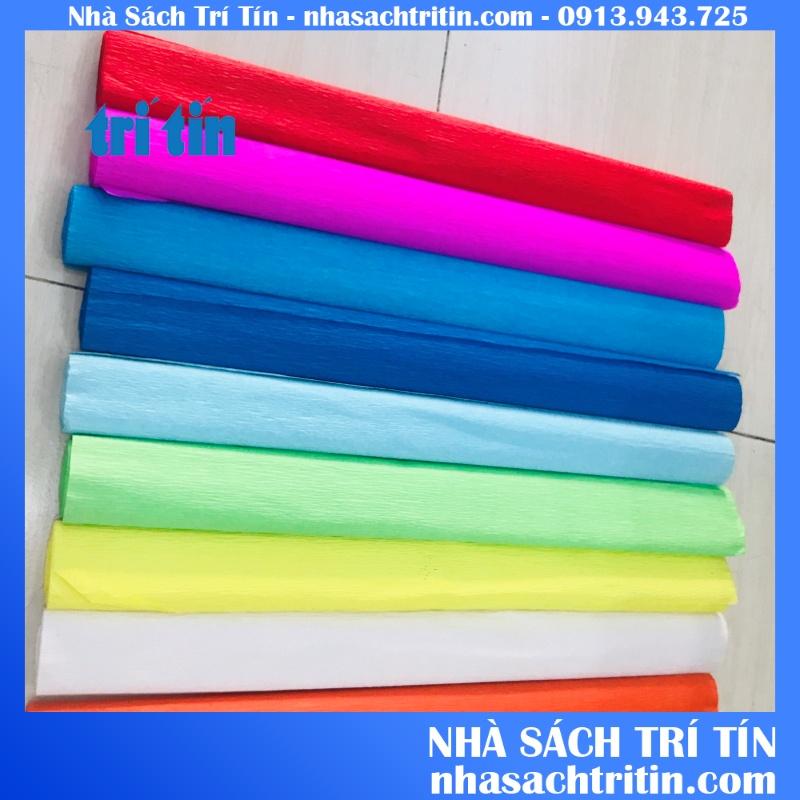 Cuộn giấy nhún giấy nhăn làm hoa giấy đủ màu sắc size 50cm x 250 cm (vpp TRÍ TÍN)