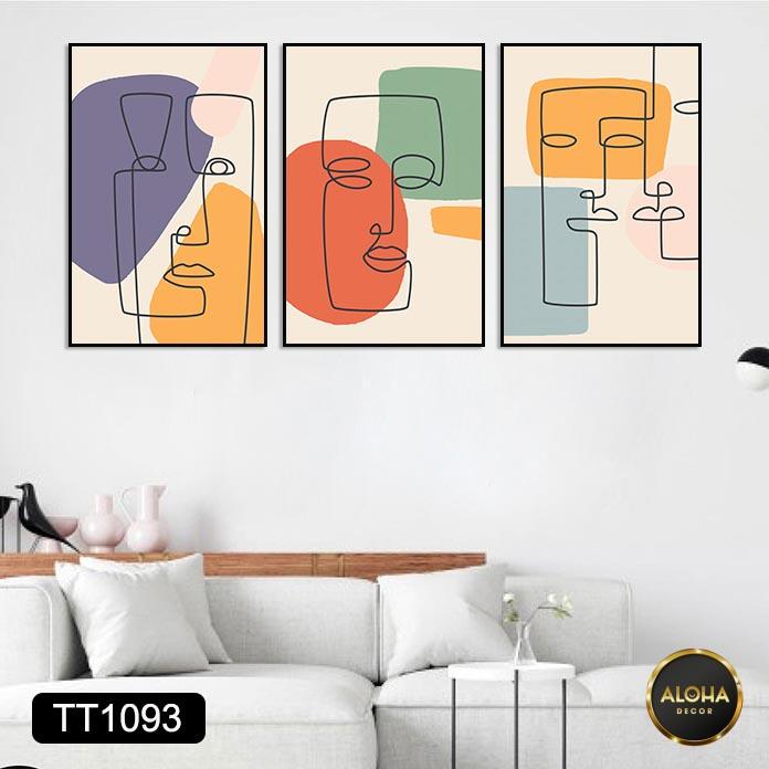 Set 3 Tranh treo tường phòng khách, phòng ngủ siêu đẹp - Tranh treo tường decor tối giản kèm khung và đinh treo tường