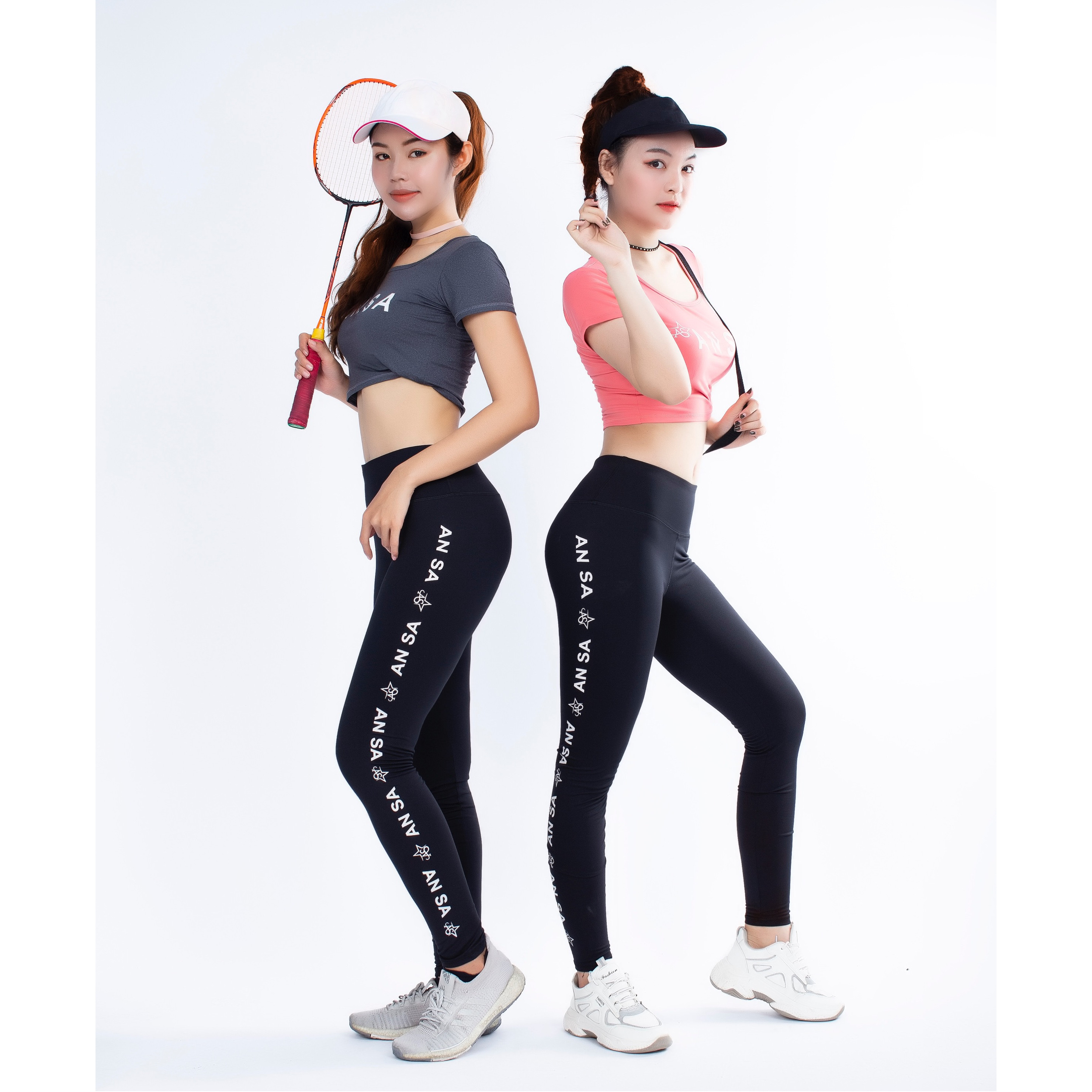 Quần legging dài thể thao nữ in chữ dọc - QD01000