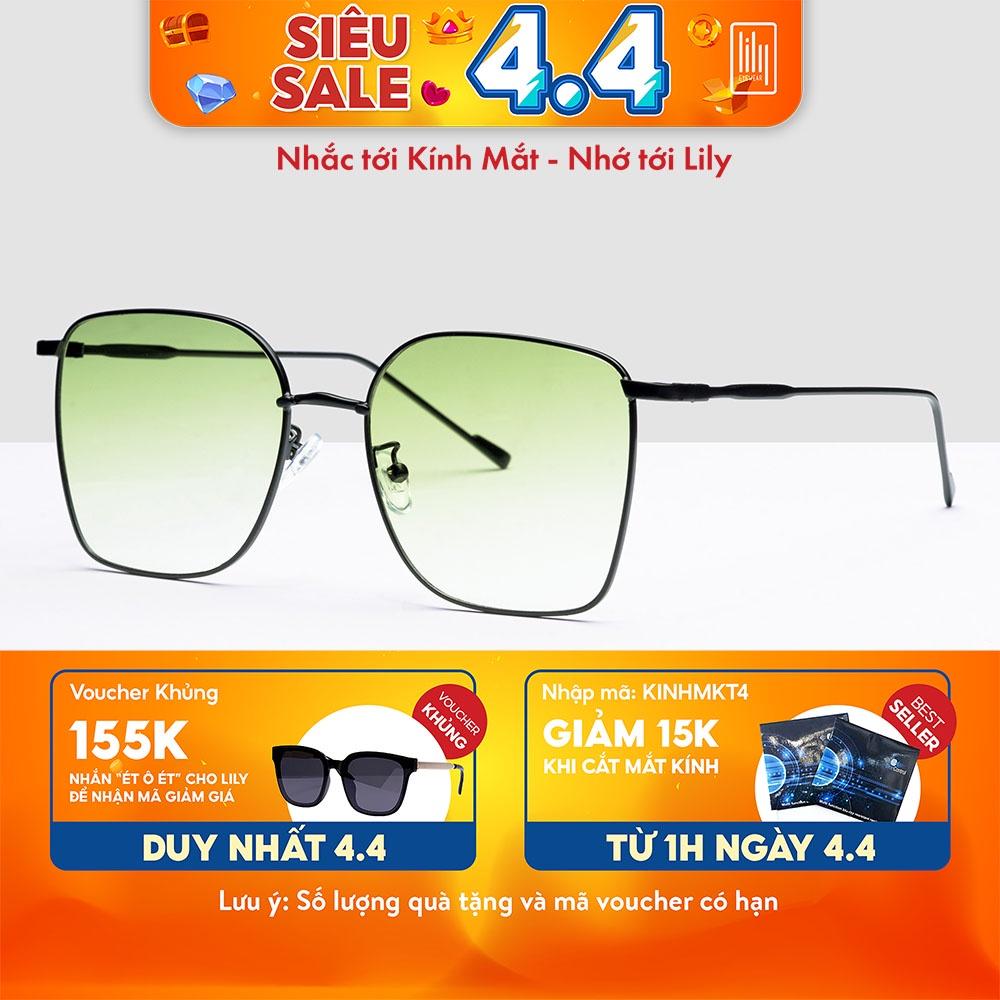 Kính mát nữ LILYEYEWEAR mắt vuông kim loại chống UV màu sắc thời trang 9165