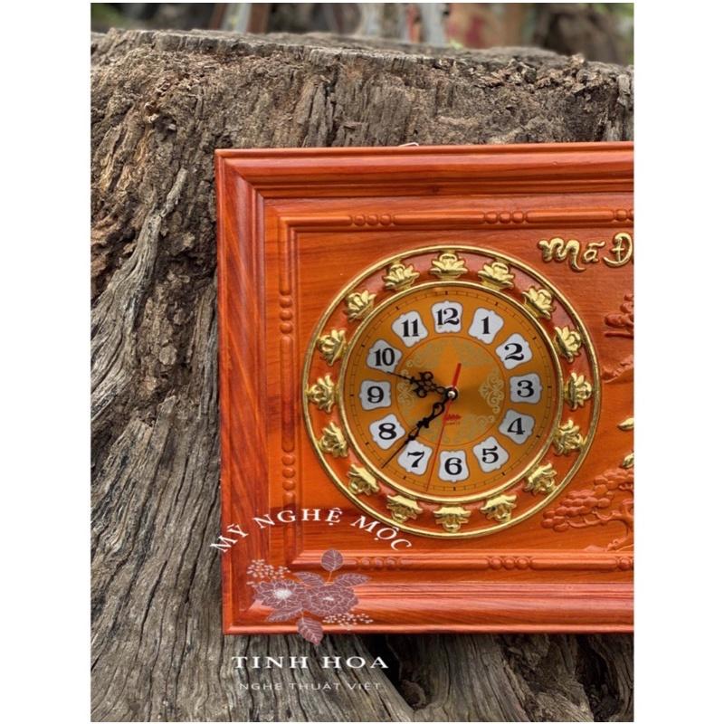 Tranh Đồng Hồ Mã Đáo Thành Công gỗ Hương kích thước 81 x 41 x 3cm