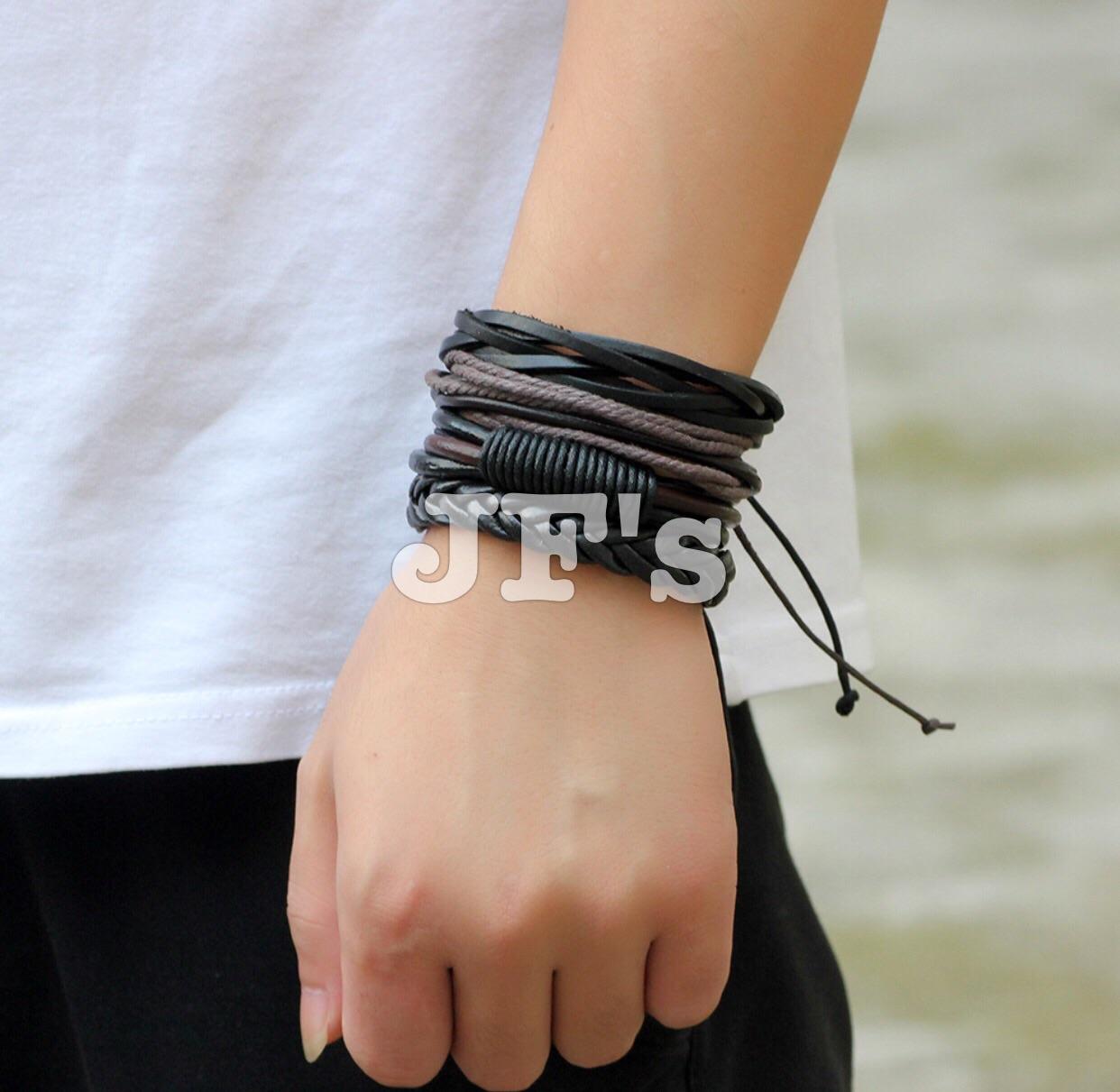 Vòng đeo tay da bện nhiều lớp, vòng tay bohemian cho nam và nữ