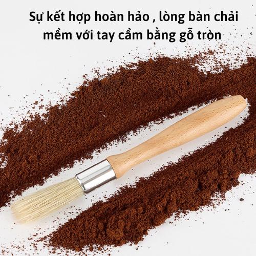 Dụng cụ nhà bếp Chổi quét bụi Chổi vệ sinh máy pha cafe Espresso cán gỗ tự nhiên sang trọng nhỏ gọn dễ dàng sử dụng