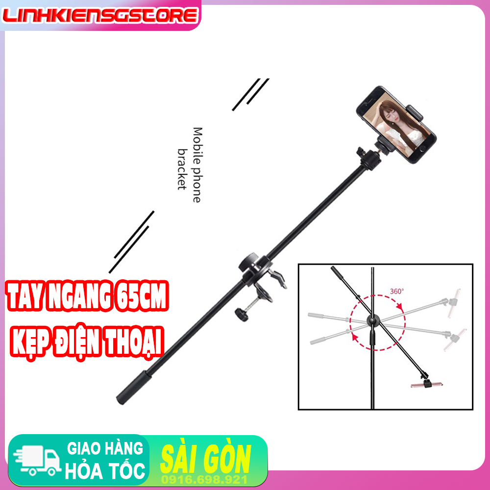 Tay treo ngang kẹp điện thoại hỗ trợ chụp , quay video từ trên xuống hướng dẫn nấu ăn, vẽ, giới thiệu sản phẩm