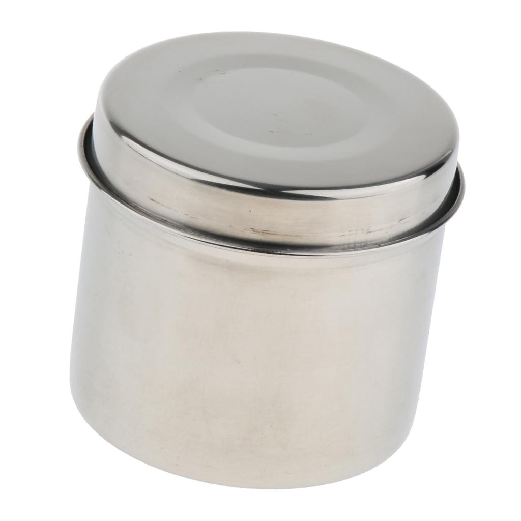 Premium Stainless Steel Cotton Medicine Disinfection Tank Alcohol Sterilizing Container Box Jar with Cap - Dia 8-12cm