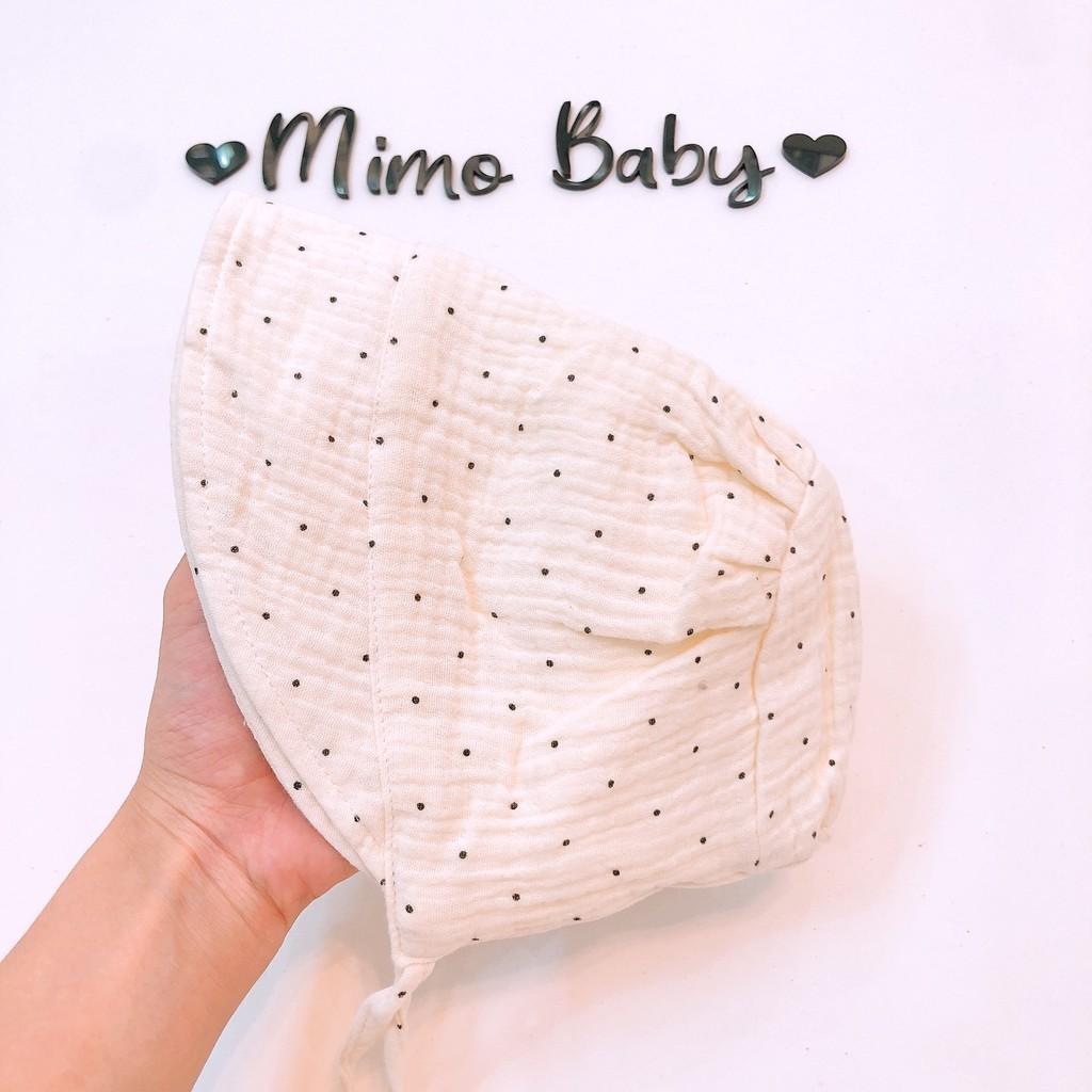 Mũ tiểu thư vải đũi vintage cho bé (0-12m)