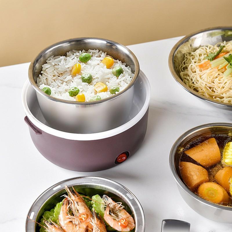 Hộp Cơm Cắm Điện Giữ Nhiệt 3 Tầng Inox, Chức Năng Nấu Chín, Ủ Nóng Cơm, Thức Ăn Tặng Kèm Móc Khóa Shopping Online - Free Ship Toàn Quốc