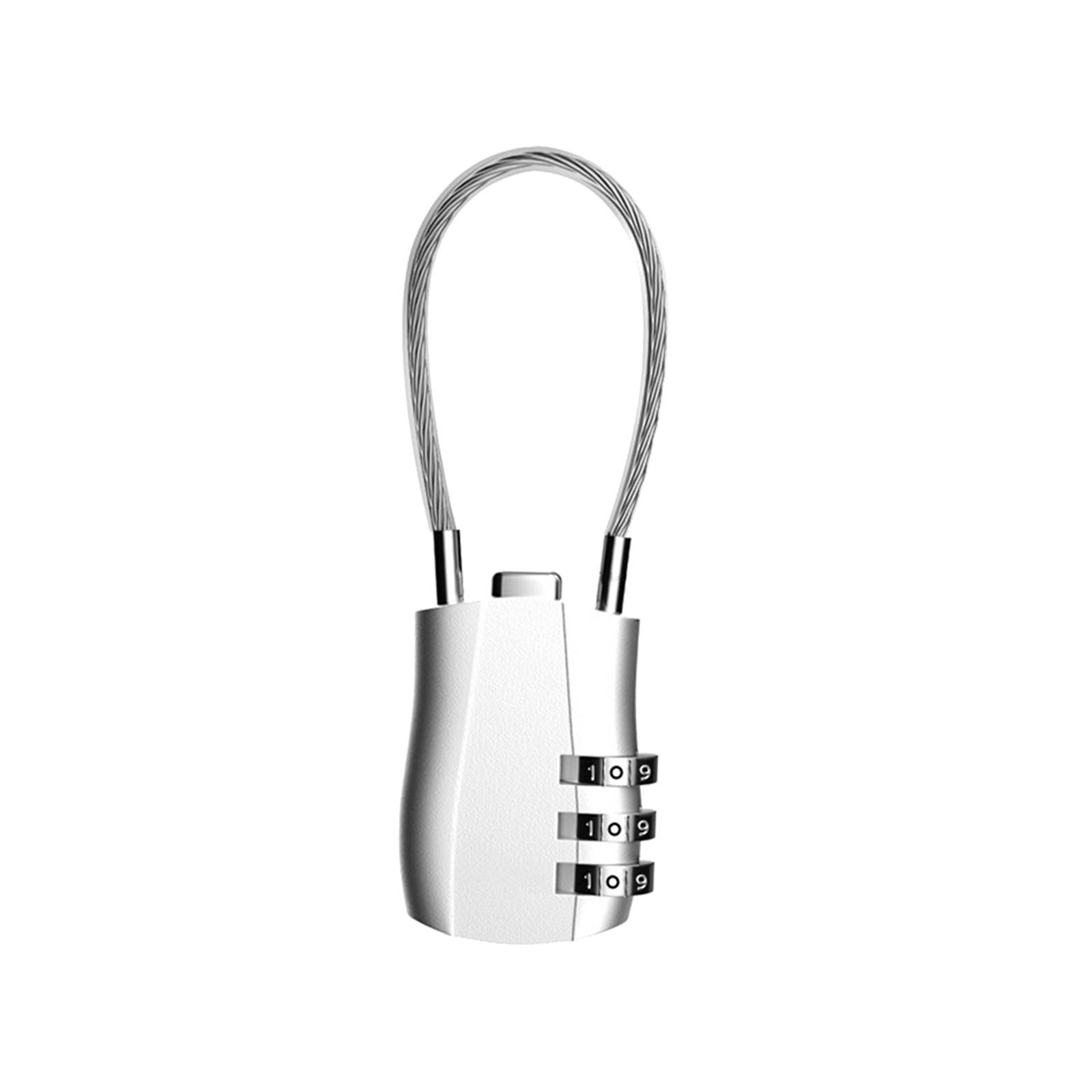 3 Digit Combination Lock Metal Cable Password Lock for Cabinets Bags Luggage