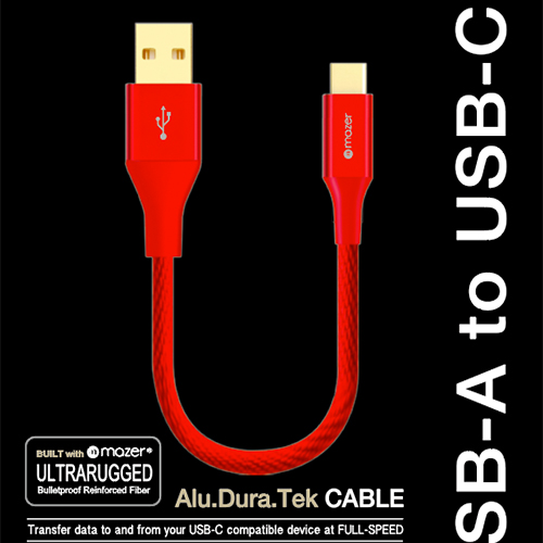 Dây Cáp Mazer ALU.DURA.TEK USB-A to USB-C Cable 3.1A (1.2m) - hàng chính hãng