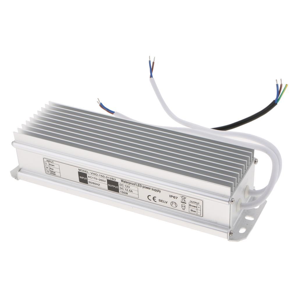 LED Power Supply 150W DC 12V,AC 85-265V/175-265V Driver Transformer Waterproof IP67 Suitable for LED Strip Light