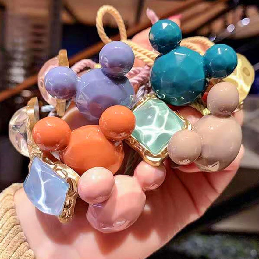 Dây buộc tóc nữ hình gấu đính đá vuông NASI bền đẹp phong cách hàn quốc thun cột tóc nữ co giãn tốt phụ kiện tóc