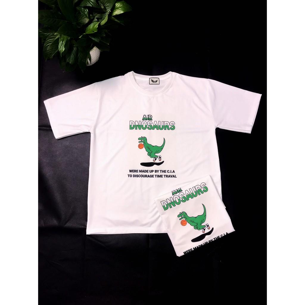 Áo Thun Unisex Form Rộng Tay Lỡ In HÌnh Khủng Long