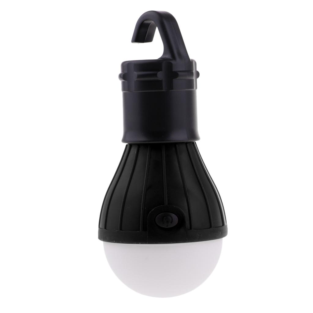 Camping 3 LED Hanging Lantern Outdoor Emergency Tent Lamp Light Bulb Black