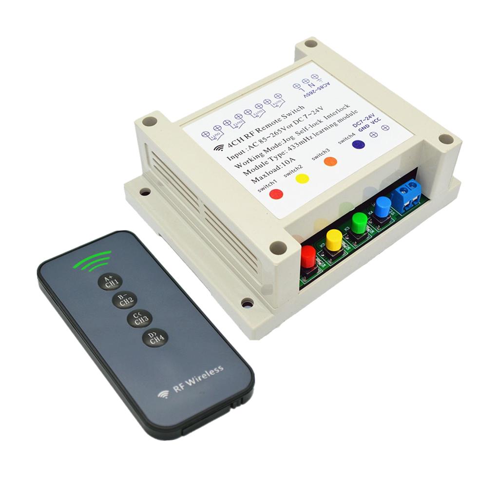 4 Key 4 Channel 433MHz Wireless Remote Intelligent Switch Controller