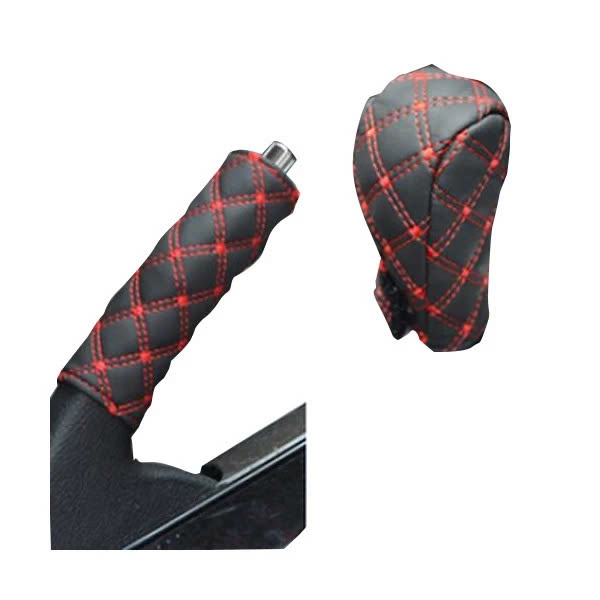 Bộ 2 Ốp Bọc Tay Phanh &amp; Cần Số Ô Tô Da PU Cao Cấp – Mẫu Mới Chống Trượt