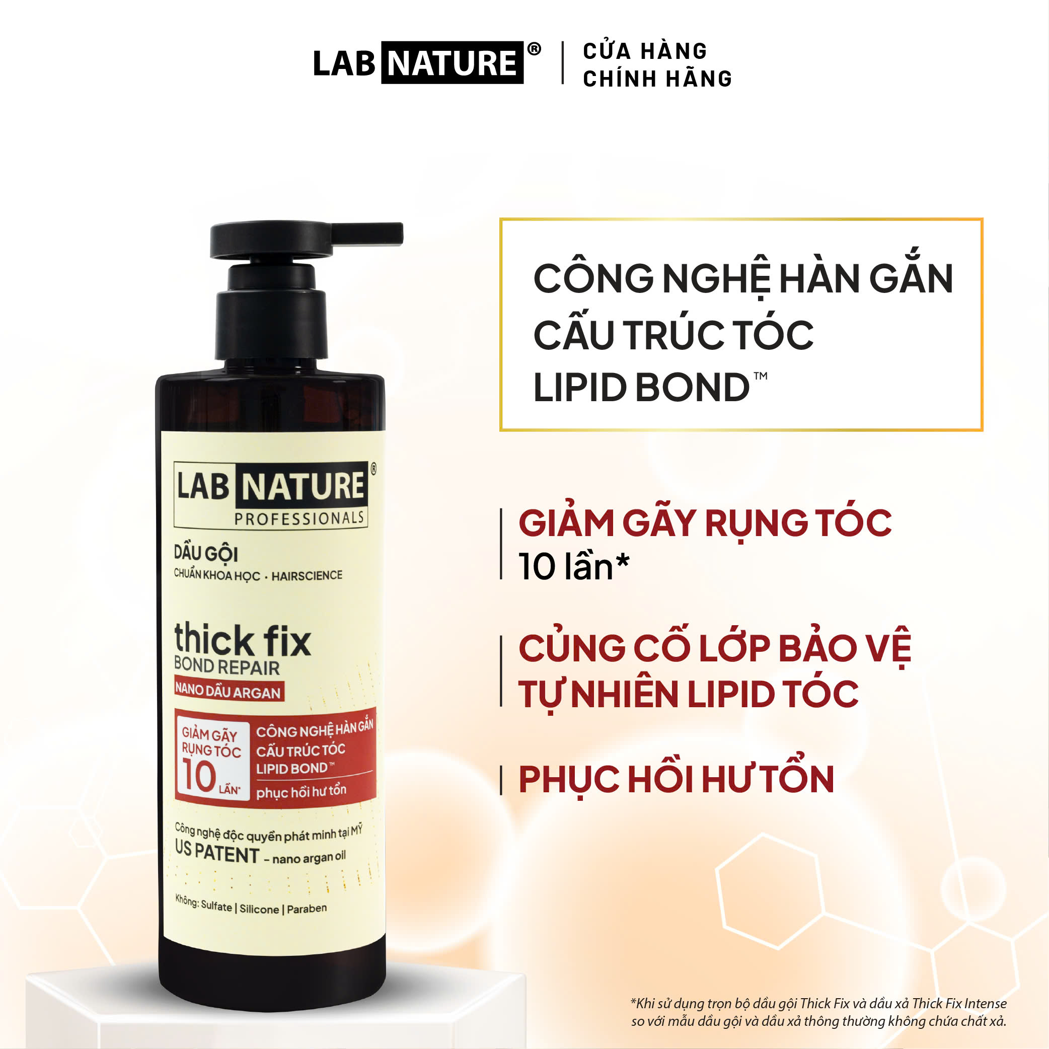 Combo Dầu gội và Dầu xả Ngăn rụng tóc Lab Nature Thick Fix - Công Nghệ Hàn Gắn Cấu Trúc Tóc - 480g