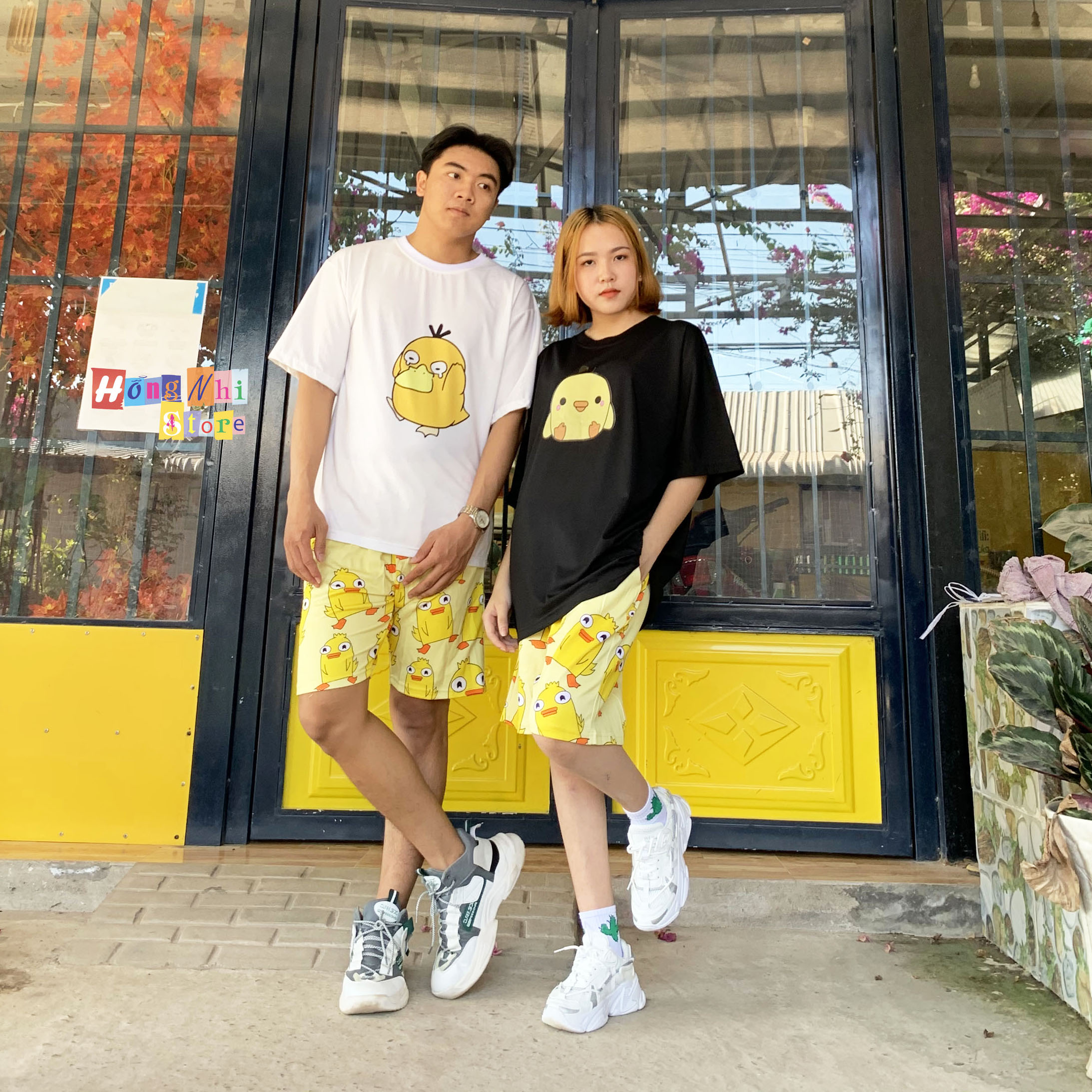 Quần Short Cartoon Unisex Hình Vịt Ducky Momo - Quần Đùi Hoạt Hình Siêu Cute - MM