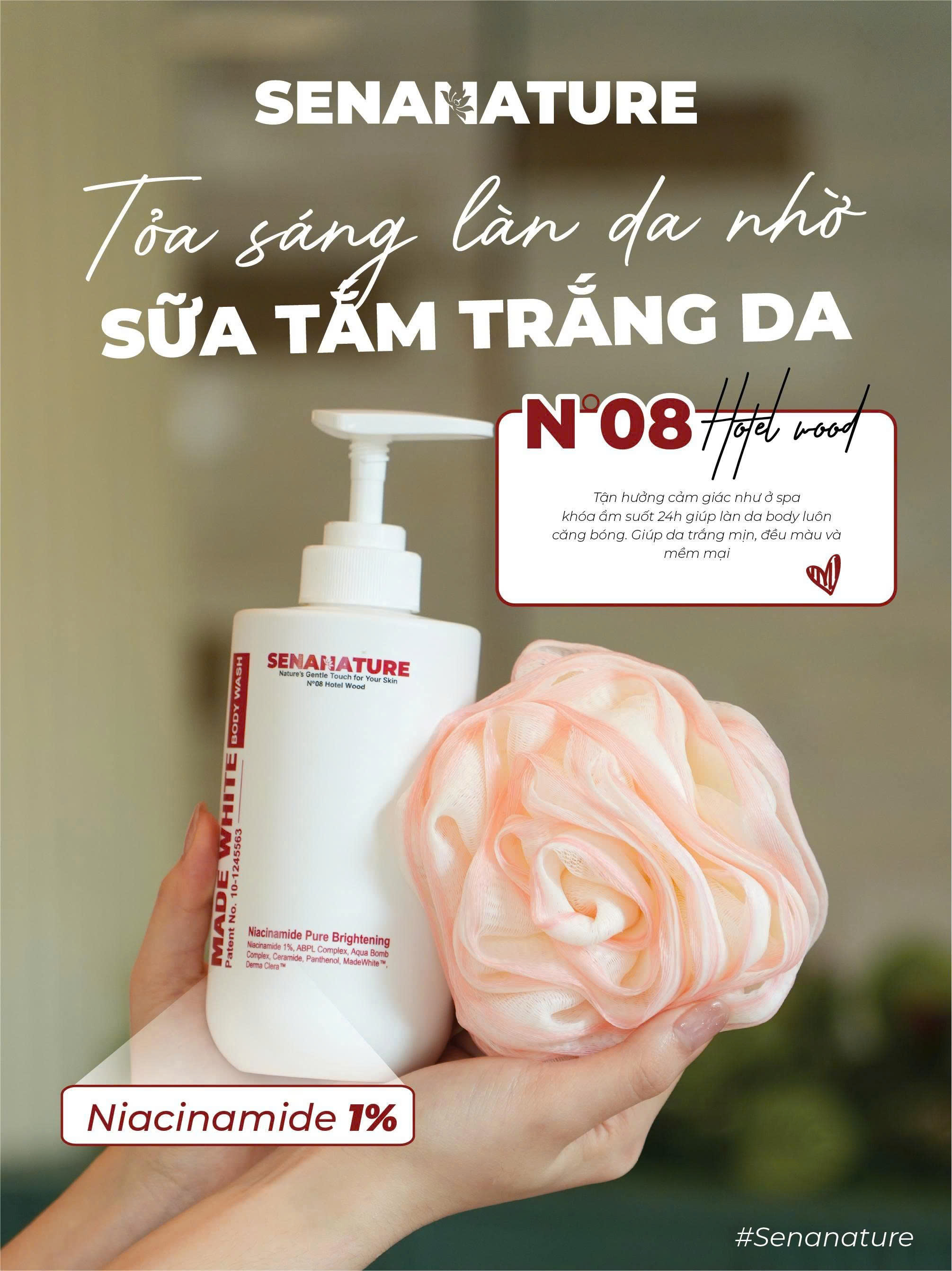 Sữa tắm trắng da SENANATURE MADE WHITE BODY WASH 500ml