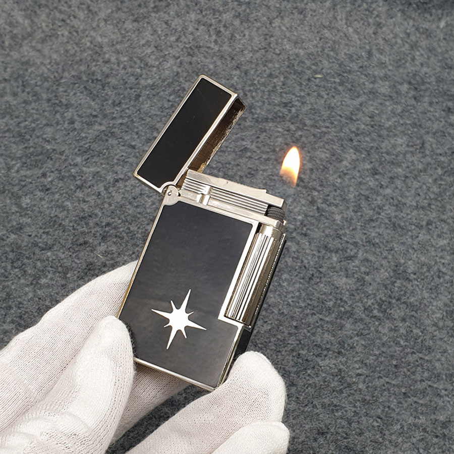 Combo Hộp Quẹt Bật Lửa Gas Đá D67 Sơn Mài Đen Họa Tiết Hình Ngôi Sao + Tặng Tai Nghe Bluetooth BT01 Kiểu Dáng Thể Thao