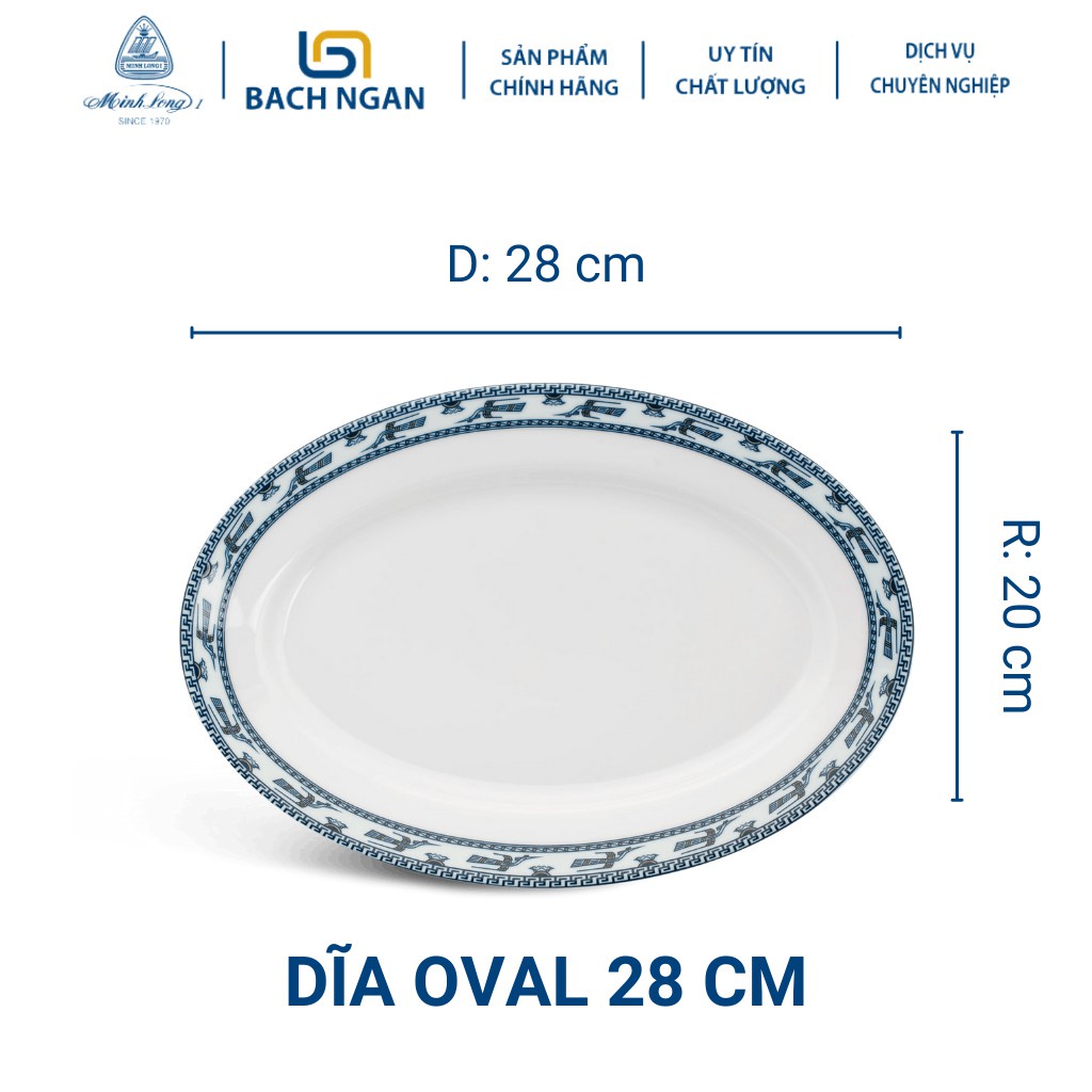 Dĩa oval 28 cm - họa tiết chim lạc