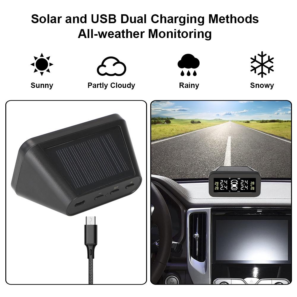 Hệ thống giám sát áp suất lốp xe hơi TPMS màn hình LCD cảm biến nhiệt độ
