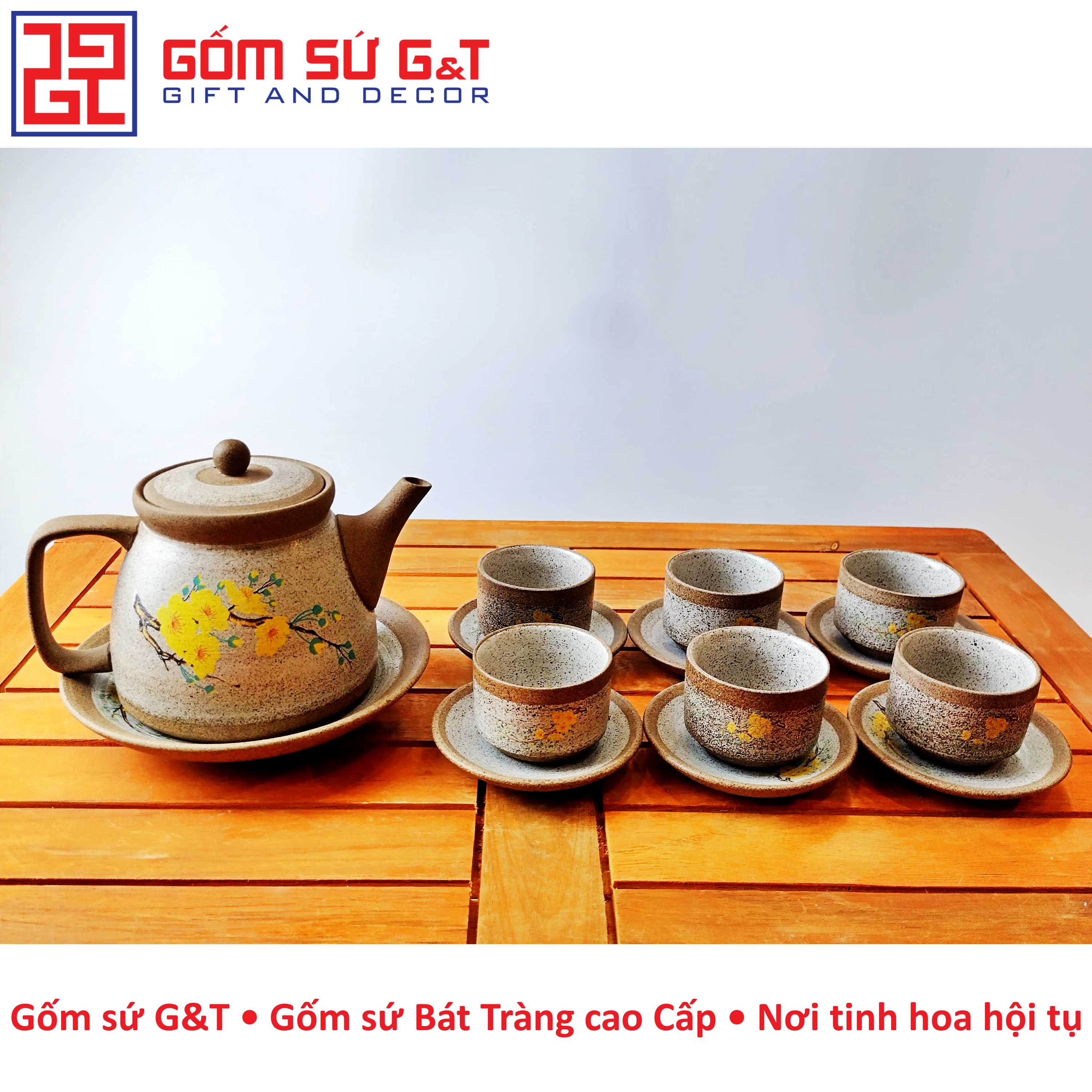 Bộ trà hồng sa mai vàng Gốm Sứ G&T