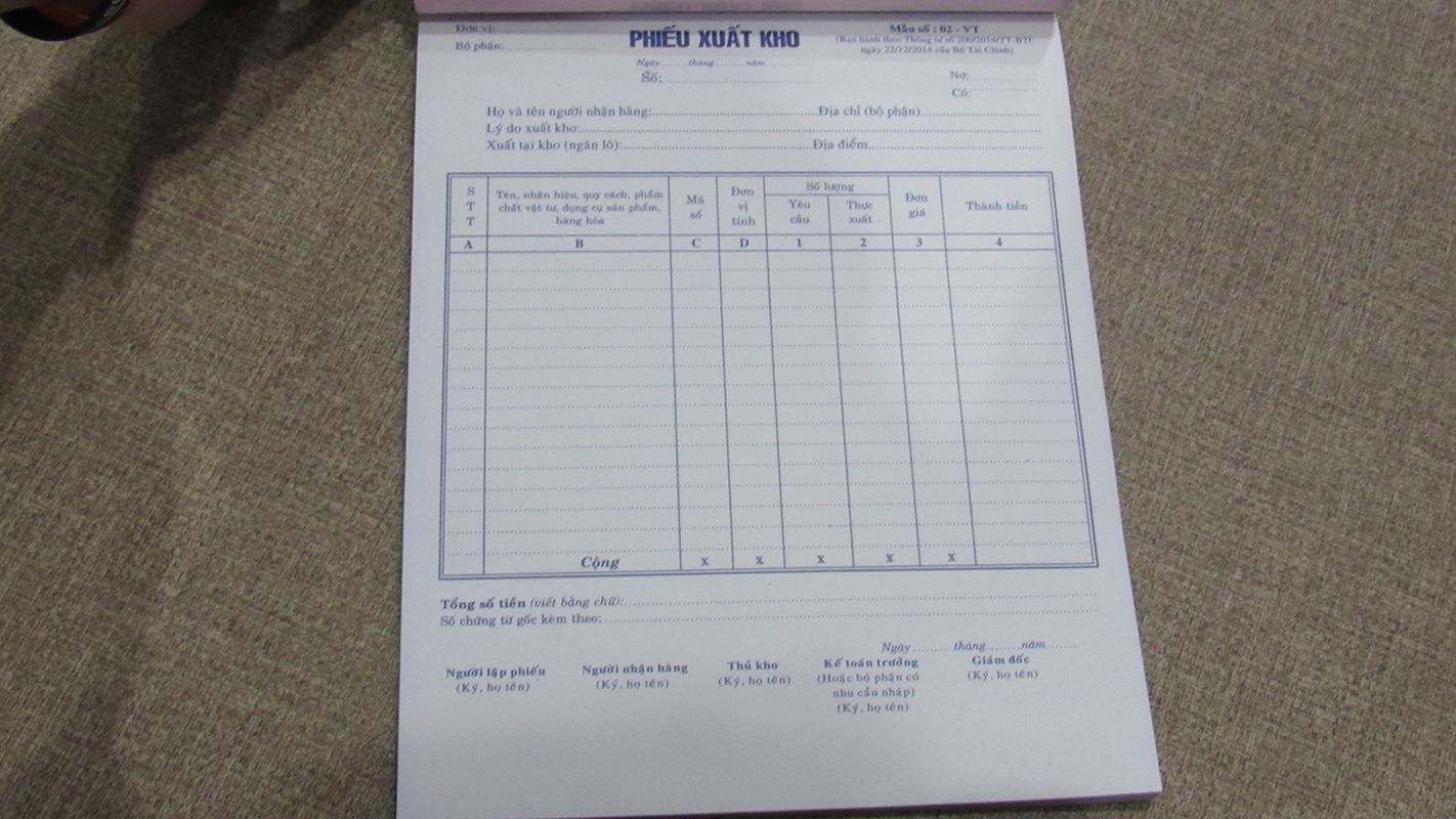 Phiếu Xuất Lớn 3 Liên