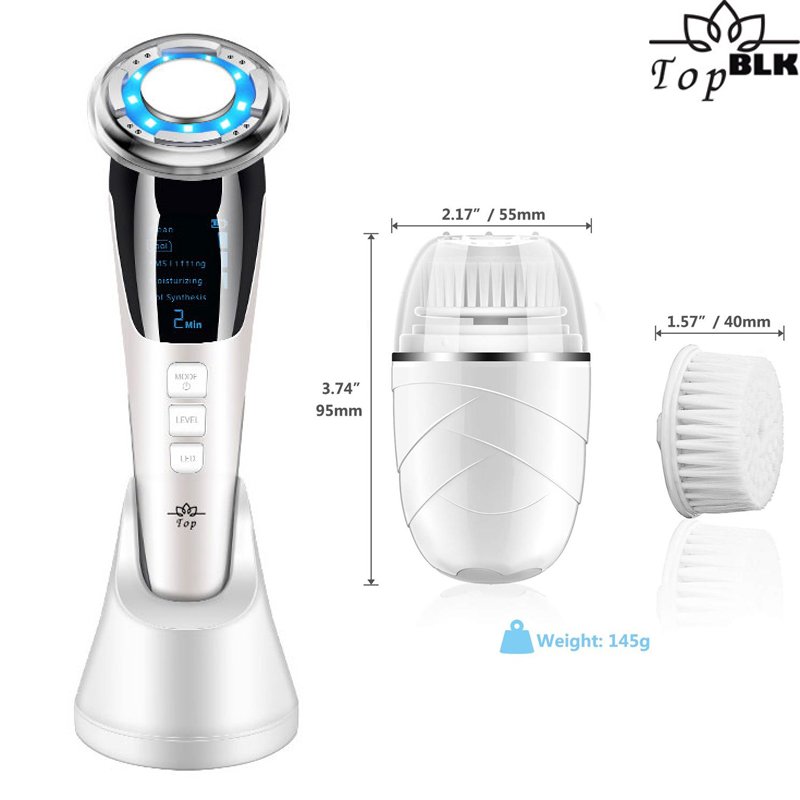 Búa Điện Di Massage Mặt Làm Đẹp Da 5 in 1 Photon Nóng Và Lạnh EMS Kèm Máy Rửa Mặt Mini Tiện Lợi 3 in 1