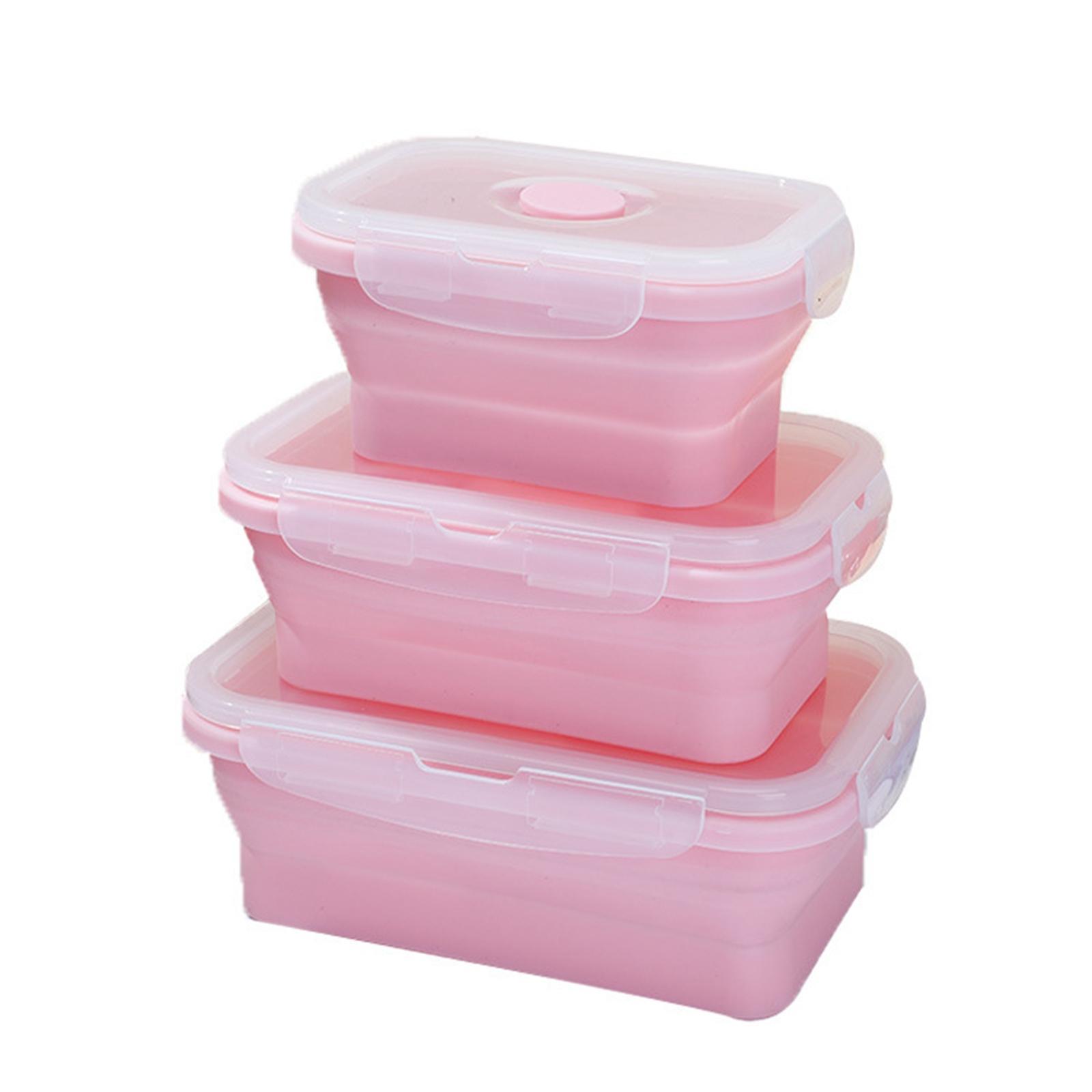 3Pcs Eco Friendly Silicone Bento Lunch Box Microwave Safety for Home
