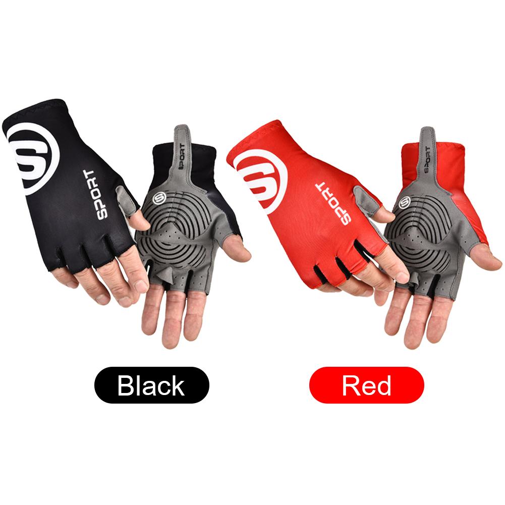 Ice Silk chống trượt người lớn Phụ nữ Găng tay mùa hè Thể thao thoáng khí đi xe đạp Găng tay tay nửa tay Color: Black Size: XL