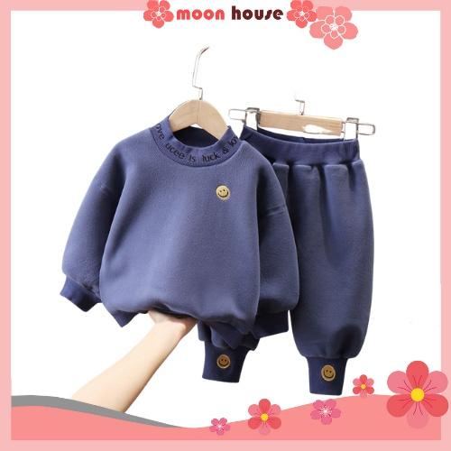 Bộ nỉ bông in hình mặt cười cho bé, Bộ nỉ bông cho bé trai và bé gái từ 6-28kg