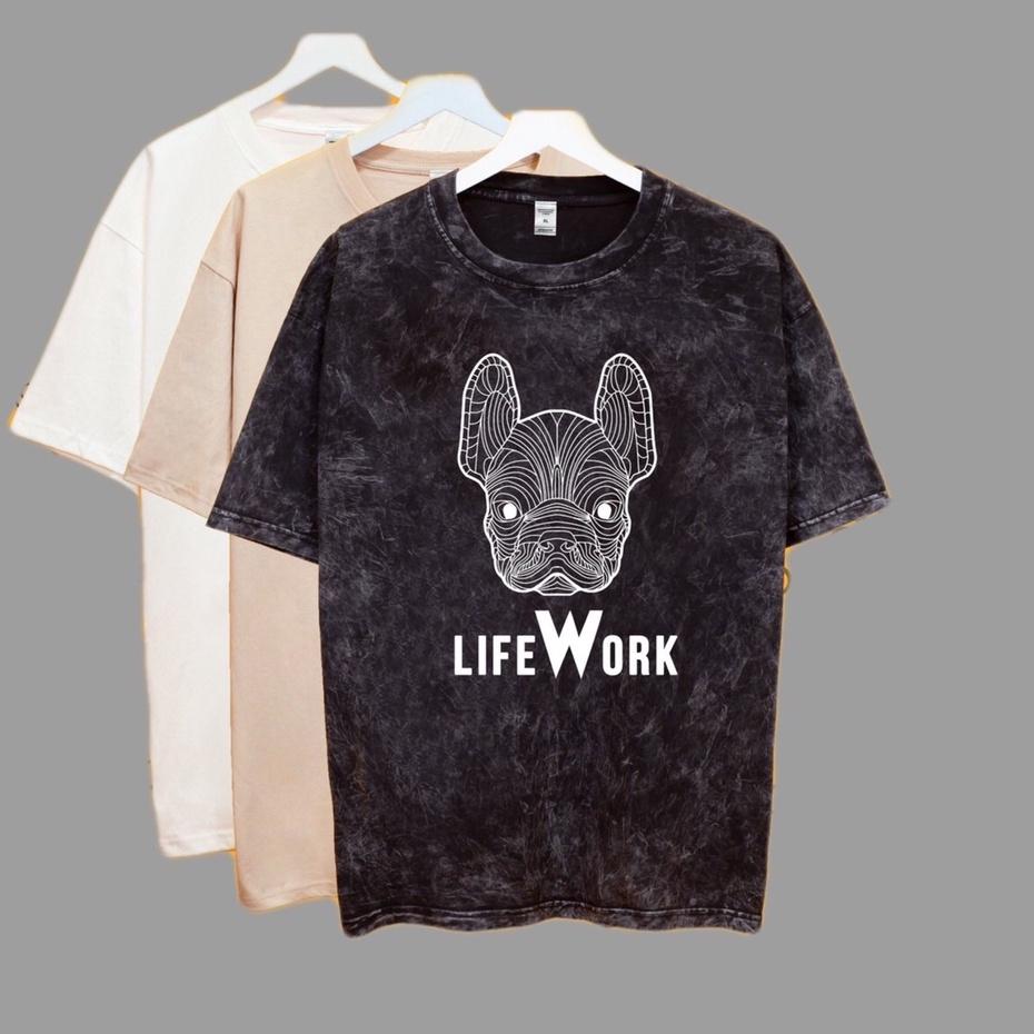 Áo thun loang đen LIFEWORK tay lỡ nam nữ chất liệu cotton 100% cao cấp dáng unisex