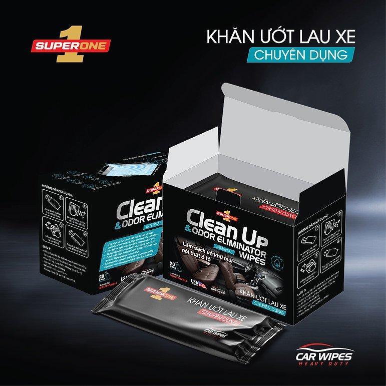 Khăn Ướt Lau Xe Làm Sạch Và Khử Mùi Nội Thất Super One Clean Up and Odor Eliminator Wipes – Internal