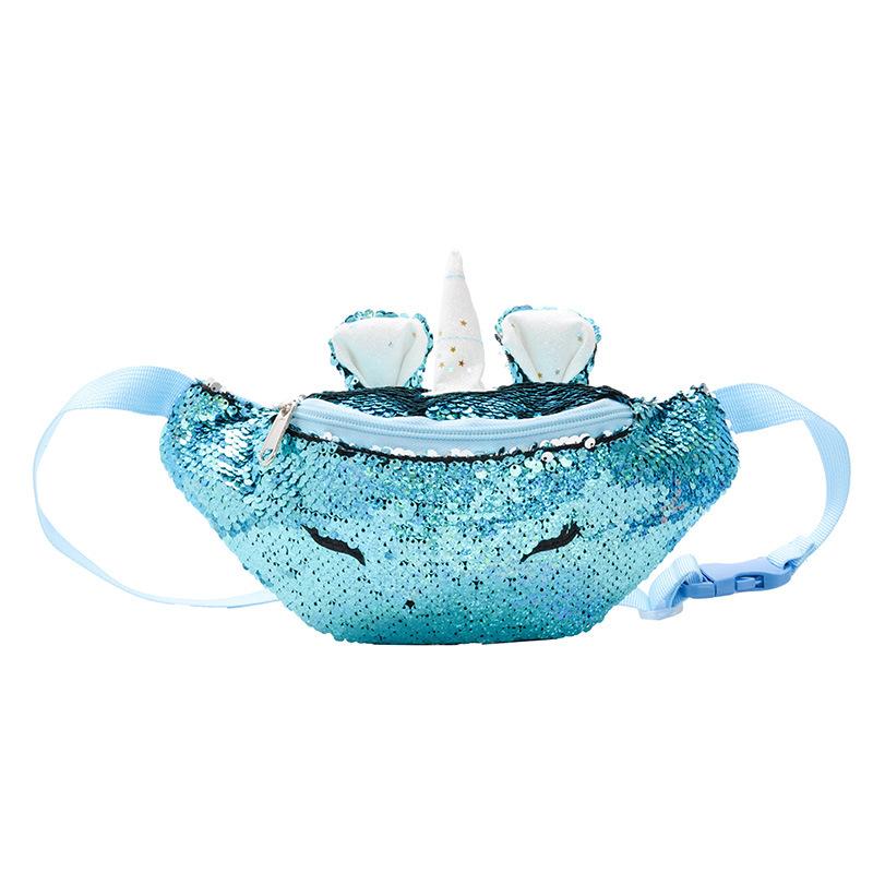 Thời Trang Kim Sa Lấp Lánh Hông Nữ Bé Gái Dây Đeo Vai Túi Trẻ Em Kỳ Lân Eo Gói Xu Hướng Mới Dây Túi Ngực Túi Trẻ Em Eo túi