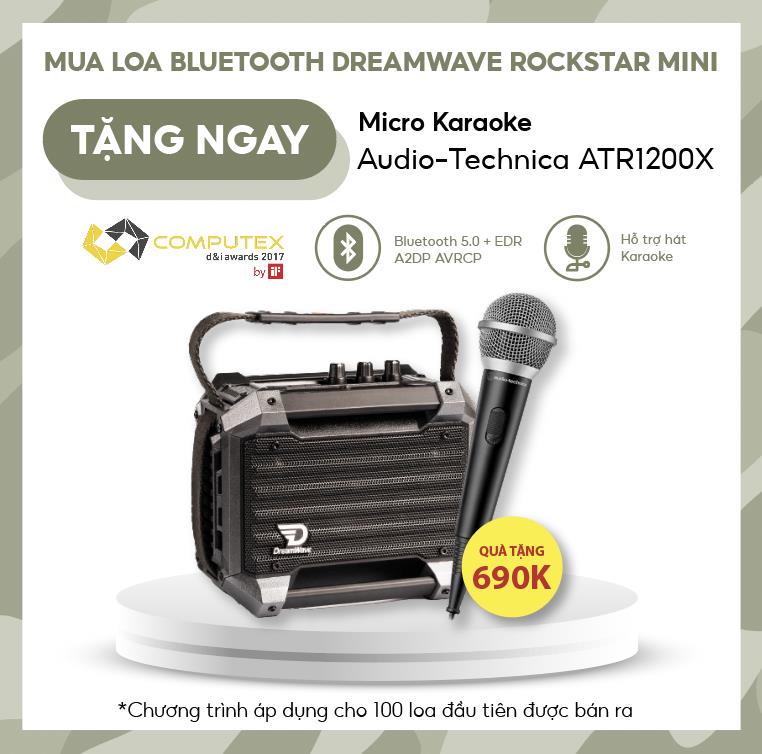 Loa Bluetooth Dreamwave RockStar Mini - Loa di động hỗ trợ kết nối phát nhạc từ USB và hát Karaoke HÀNG CHÍNH HÃNG