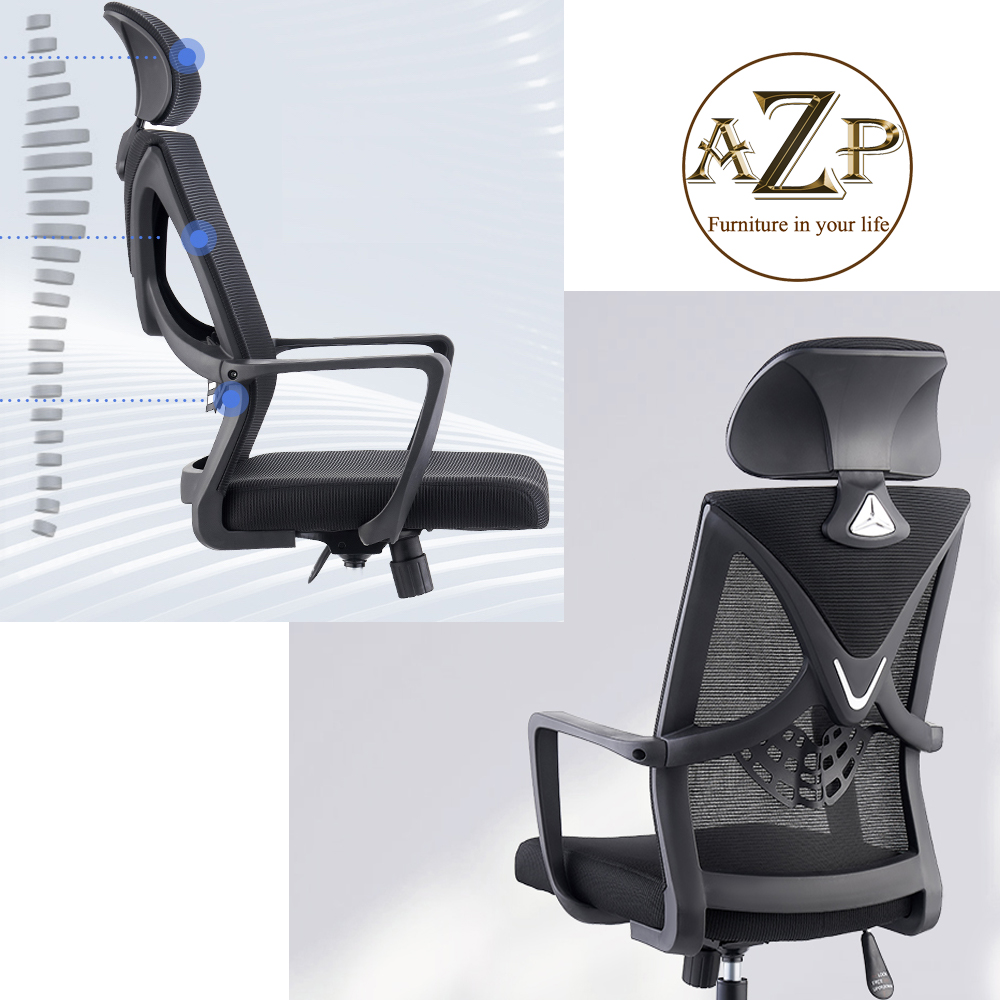 Ghế Văn Phòng Hỗ Trợ Cột Sống Lưng & Top thiết kế chuẩn Ergonomic AZP-9199-NEW XÁM Siêu Phẩm Style Thời Trang