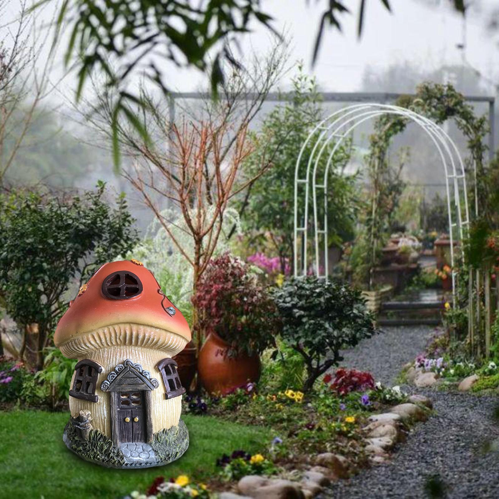 Resin Mushroom House Statue, Decoration, Rustic Indoor Outdoor Beach Yard, Room Home Decor, Yard Garden Desktop