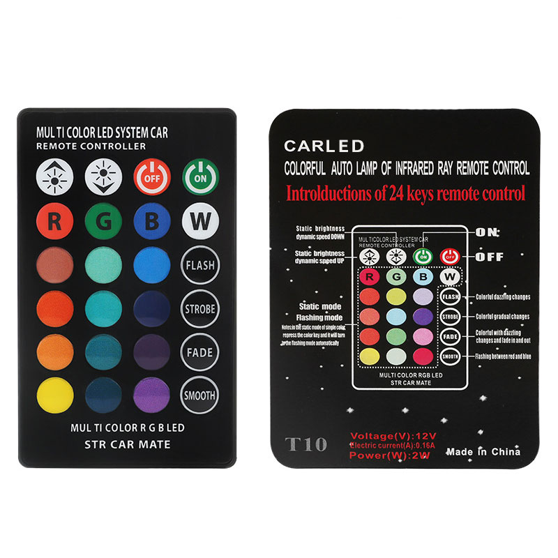 Bộ 2 đèn LED T10 đổi màu RGB kèm điều khiển T10RGB-1