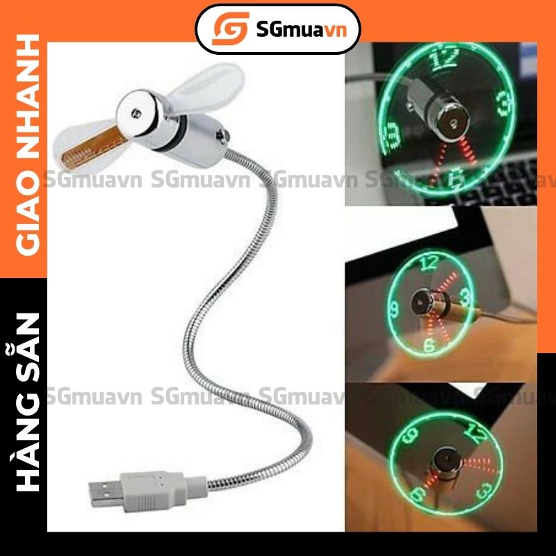 Quạt USB tích hợp Đồng hồ Đèn LED công nghệ hiện đại màu sắc thời trang phù hợp trang trí làm quà tặng