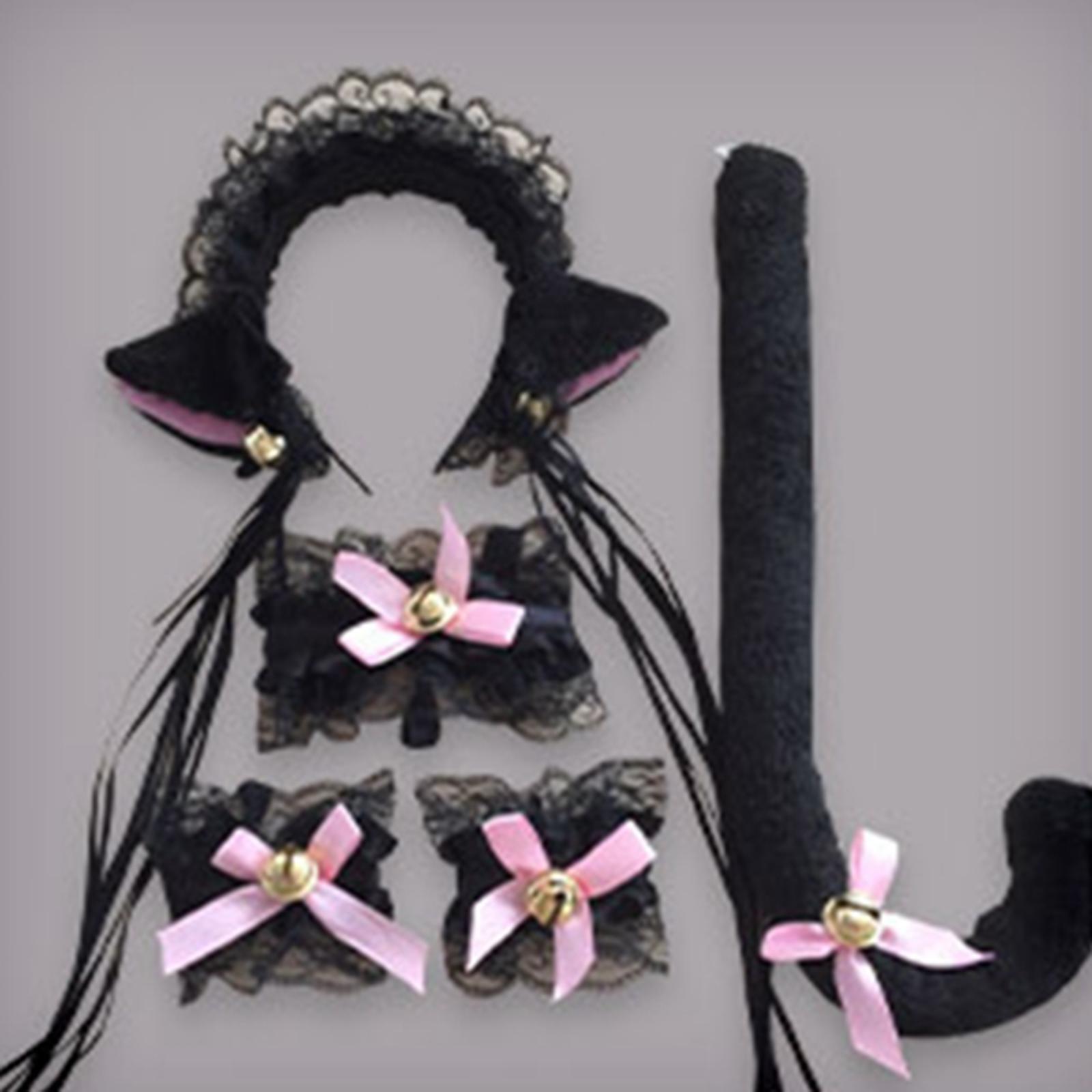2Pcs Plush Fox Ears and Tail Set Faux Fur Long Tails Cosplay Party Prop