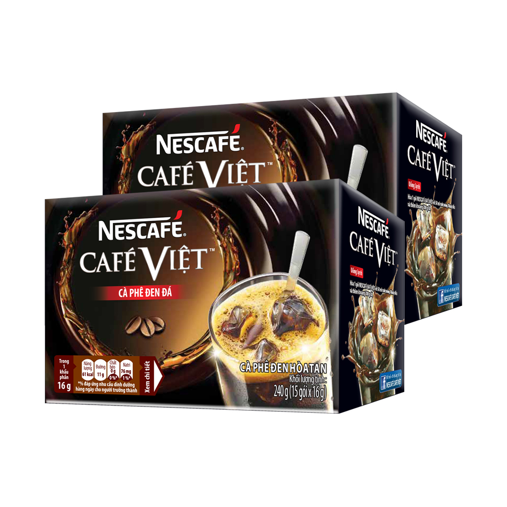 Combo 2 hộp cà phê hòa tan Nescafé Café Việt đen đá (Hộp 15 gói x 16g) [Tặng 1 ly giữ nhiệt]