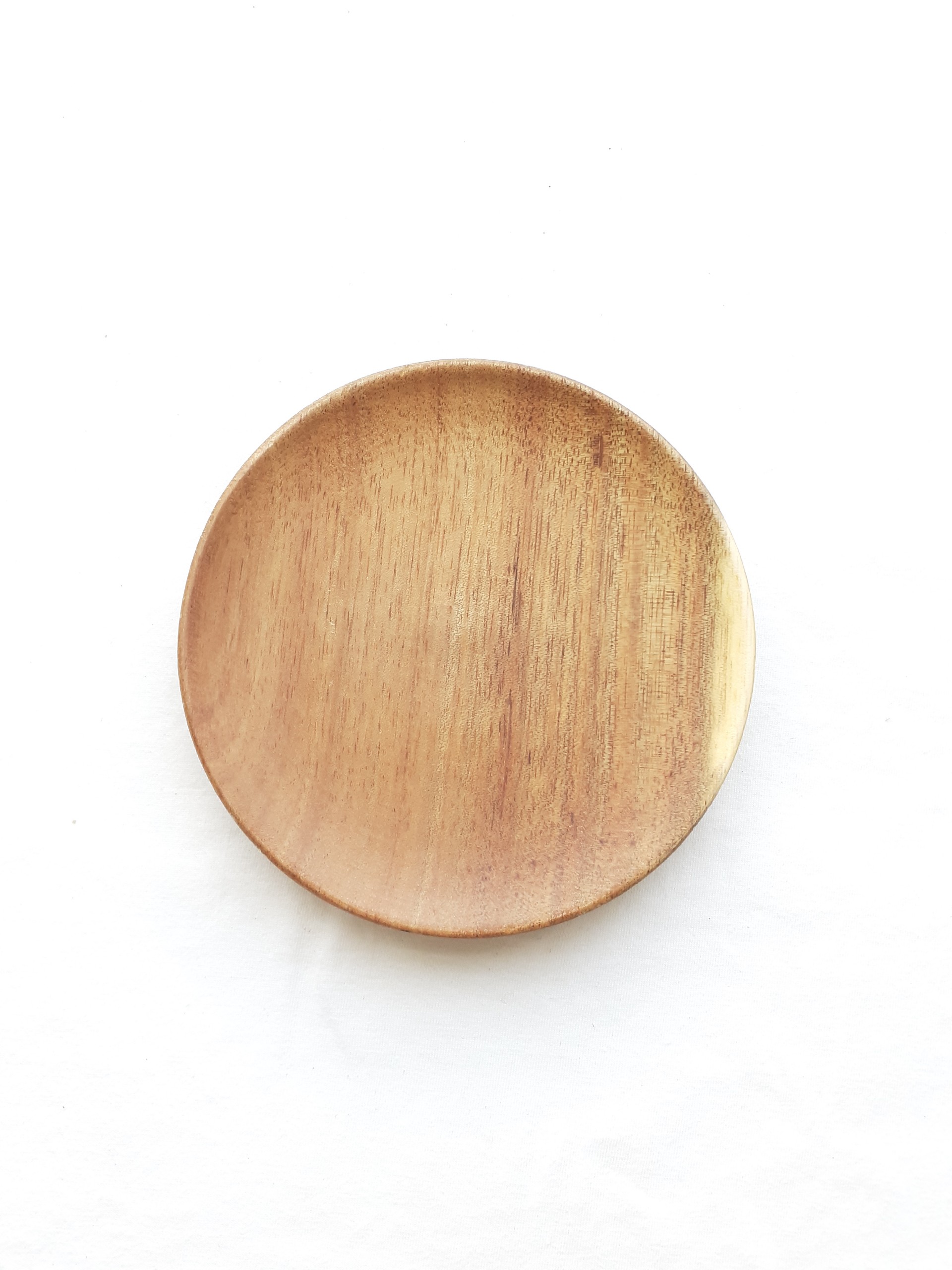 Bộ 4 đĩa gỗ KEO tròn nhỏ 12 cm lót ly, cốc, đựng hoa quả, đồ ăn