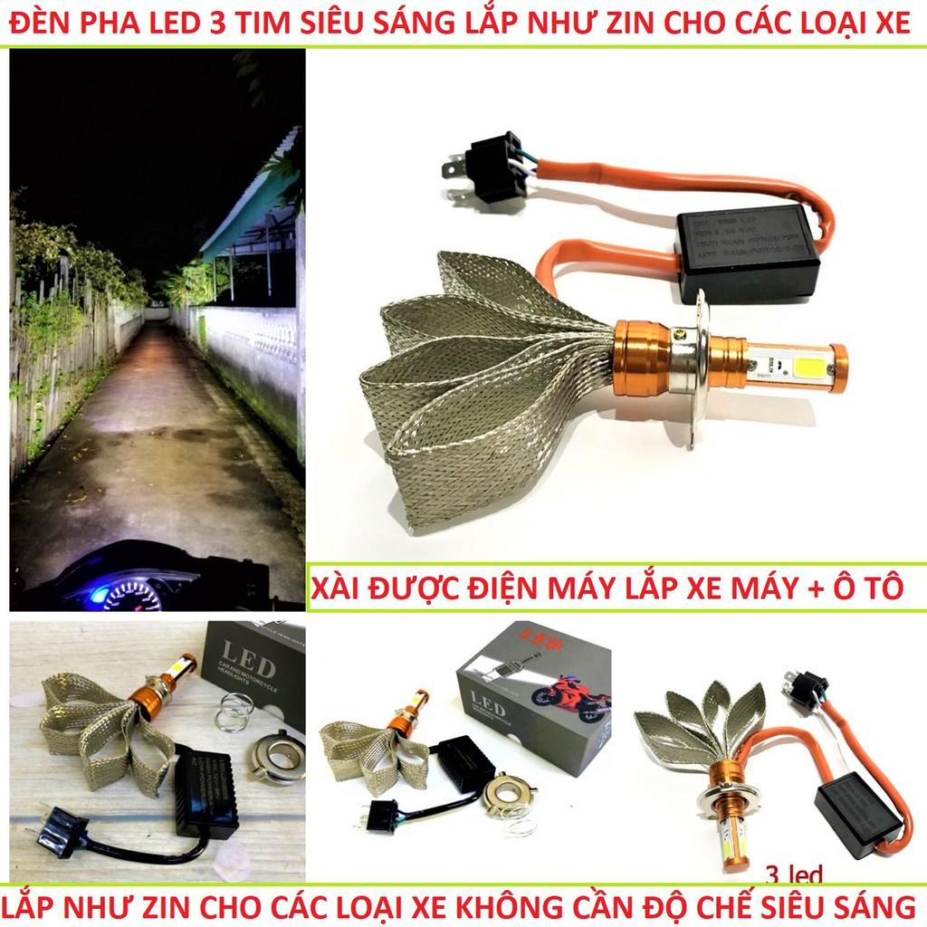 Đèn pha led xe máy mẫu mới xài trực tiếp điện máy không bị chớp ga loại xịn lắp không cần độ chế