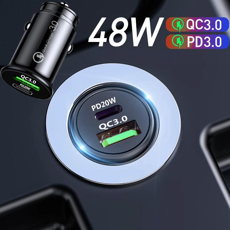 Bộ sạc xe hơi USB kép 48W nhanh trên đường USB C PD LIGHT