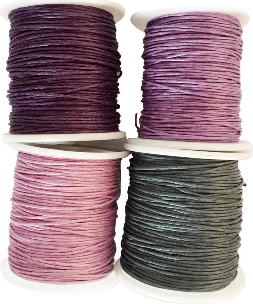 4 Rolls 1mm Waxed Cotton Cord Thread DIY Jewelry Making Beads Supplies