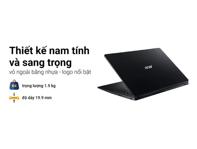 Laptop Acer Aspire 3 A315-56-38B1 i3 1005G1/4GB/256GB/15.6"FHD/Win11 - Hàng Chính Hãng