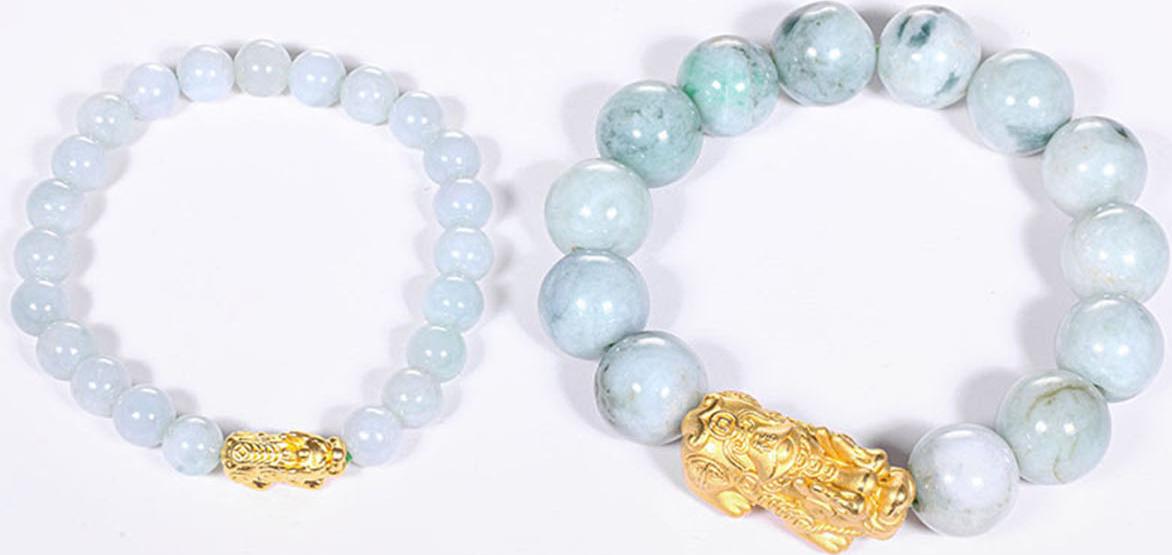 Vòng tay cặp nam nữ đá cẩm thạch phỉ thúy hạt đá 12mm,8mm mệnh hỏa, mộc - Ngọc Quý Gemstones