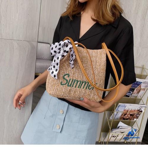Túi Cói Đi Du Lịch Summer Kèm Nơ Sang Chảnh