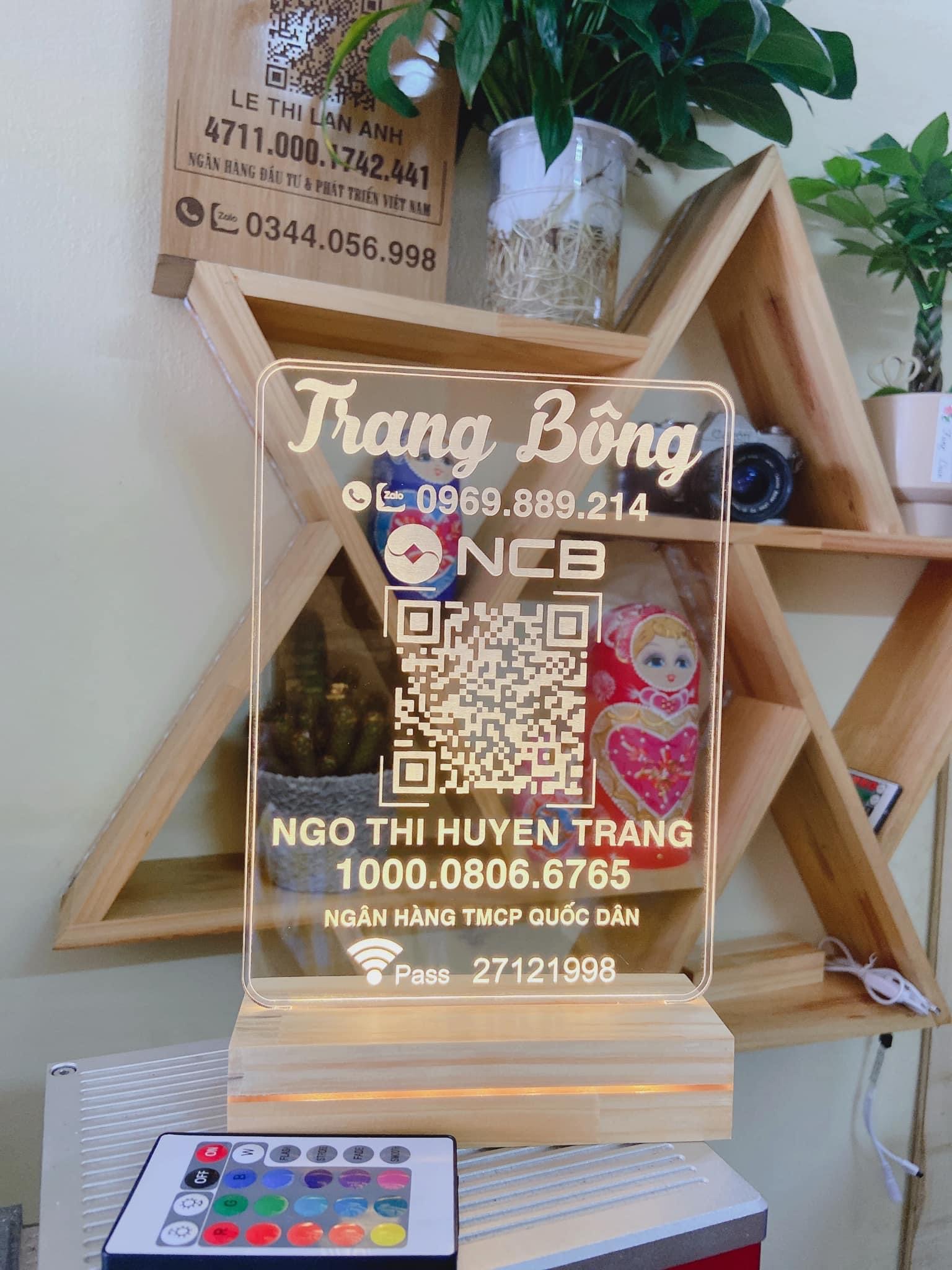 Logo shop - Bảng STK quét mã QR - Đèn led mica