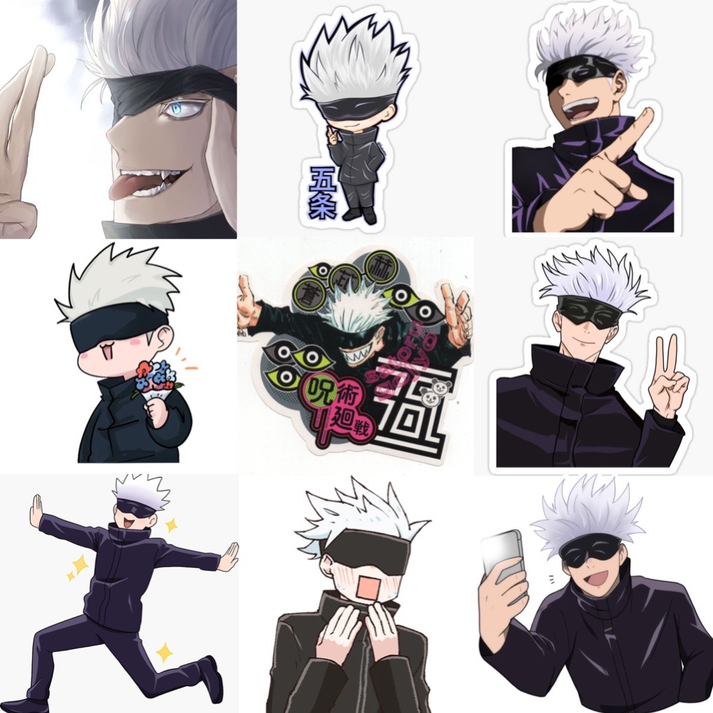 Sticker JuJutsu Kaisen Gojou Satoru Tapestry 30-60 cái ép lụa khác nhau/Hình dán Gojou Satoru